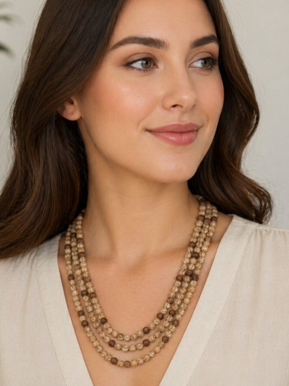 Vintage 3 Strand Gold Crackle Bead Necklace